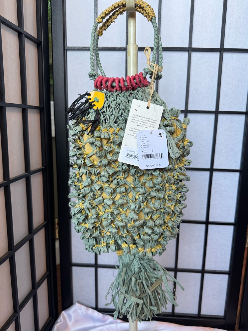 Free People with Sans Arcidet - Viral Madagascar Raffia Fish bag. NWT - Picture 3 of 7